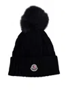 Moncler Hat With Pon Pon In Cashmere Mixed In Black
