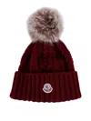 Moncler Hat With Pon Pon In Cashmere Mixed In Burgundy