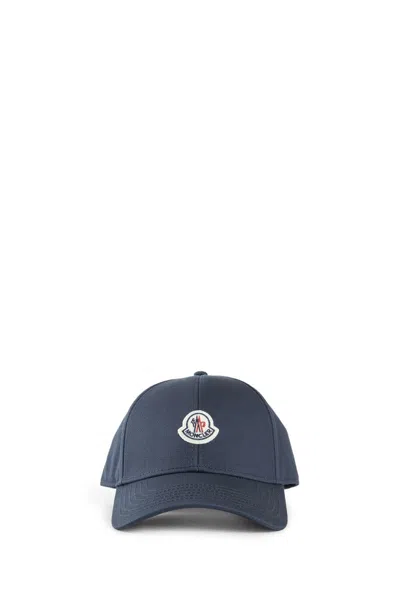 Moncler Men Cotton Gabardine Baseball Cap In Blue