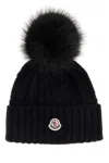 Moncler Cable-knit Cashmere And Wool-blend Beanie In Black