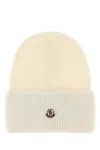Moncler Ivory Wool Beanie Hat In Neutral