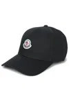 Moncler Logo Cotton Cap In Black