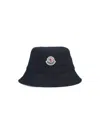 Moncler Bucket Hat With Multicolor Logo Patch In Black