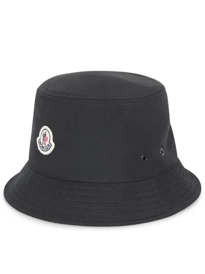 Moncler Cotton Lining Stitched Brim Hat In Black