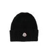 Moncler Women Beanie Wool And Cashmere Hat In Black