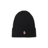 Moncler Ribbed Turn-up Beanie Hat In Wool In Black