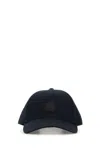 Moncler Cotton Baseball Cap With Curved Brim And Intricate Embroidery In Blue
