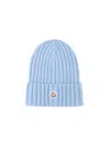 Moncler Virgin Wool Beanie In Blue