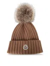 Moncler Wool Beanie Featuring Pom-pom Detail In Brown