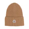 Moncler Wool Beanie In Brown