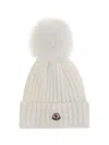 Moncler Pompom-detail Ribbed Beanie In White