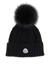 Moncler Cable-knit Cashmere And Wool-blend Beanie In Black