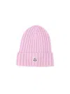 Moncler Virgin Wool Beanie In Pink