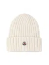 Moncler Logo Patch Beanie In White