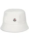 Moncler Logo Bucket Hat Soft Fabric Stitched Brim In White