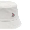Moncler Logo Bucket Hat Soft Fabric Stitched Brim In White
