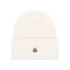 Moncler Women Logo Wool Beanie In Neutral