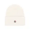 Moncler Wool Beanie Hat In White