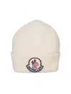 Moncler White Knit Beanie In White