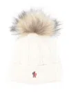 Moncler Pompom-detail Beanie Hat In White