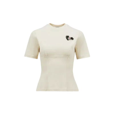 Moncler Hand-beaded Cotton Top White In Nude & Neutrals