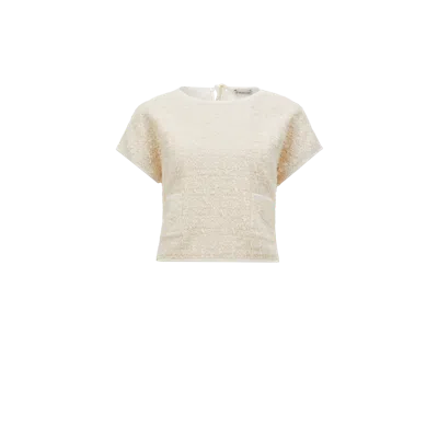Moncler Haut En Soie Et Tweed In Blanc
