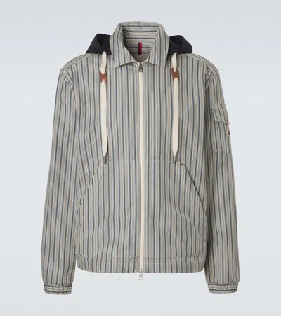 Moncler Havas Striped Cotton Blouson Jacket In Green