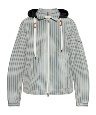 Moncler Striped Casual Jacket In Gray