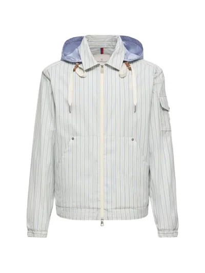 Moncler Havas Striped Poplin Shirt Jacket In Blue