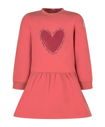 Moncler Heart-embellished Flared Dress In Red
