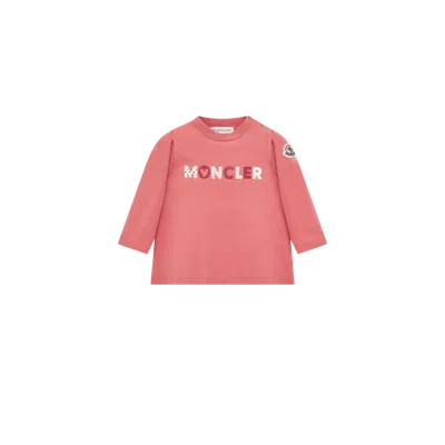 Moncler Kids' T-shirt En Coton À Logo Caur, Filles, Rose, Taille: 9/12 In Pink