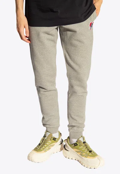 Moncler Heart Logo-patch Track Pants In Gray