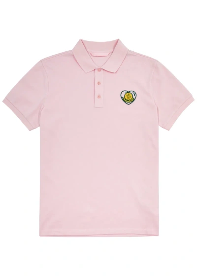 Moncler Heart Logo Piqué Cotton Polo Shirt In Pink