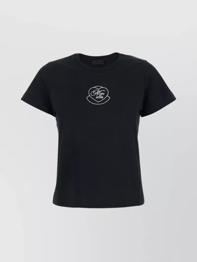 Moncler Heart Motif Crew Neck Short Sleeve Top In Black