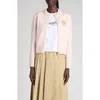 Moncler Wool-cashmere Heart Patch Cardigan In Pink