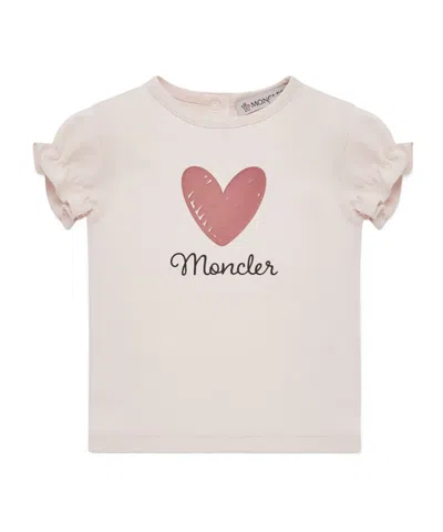 Moncler Heart Pattern Cotton T-shirt In Neutral