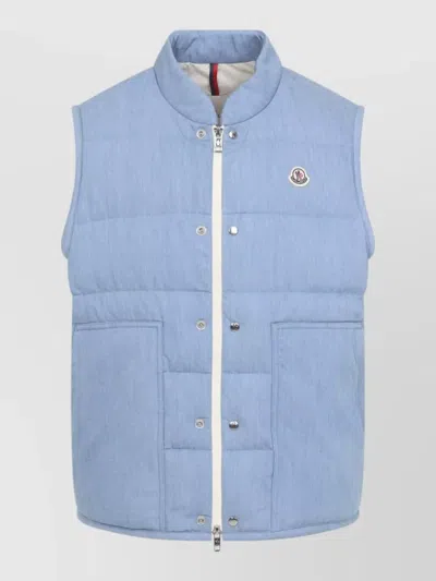 Moncler Heceta Cotton Gilet High Collar In Blue