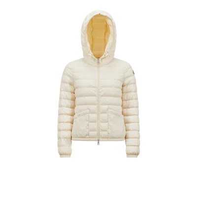 Moncler Hede Hooded Short Down Jacket White In Nude & Neutrals