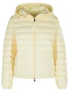 Moncler Bessettes' Short Ivory White Polyester Down Jacket In Yellow