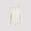 Moncler Quilted White Hooded Coat With Zip Closure In A Natural