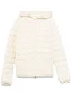Moncler Quilted White Hooded Coat With Zip Closure In White