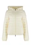 Moncler Short Down Jacket With Hood And Pockets In Neutral