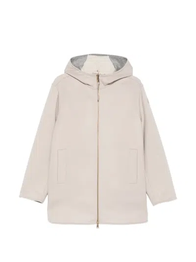 Moncler Layered Wool And Cashmere-blend Jacket In Neutral