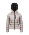 Moncler Herbe Stretch Nylon Hooded Puffer Jacket In Nude