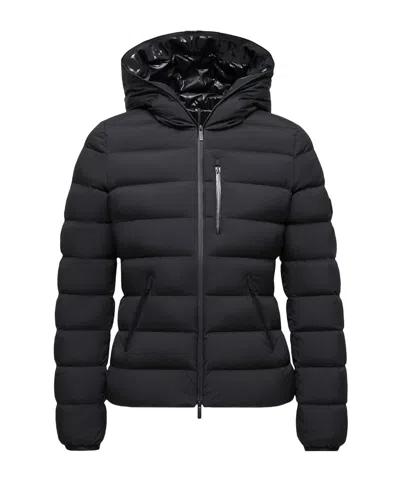 Moncler Herbe Hooded Short Down Jacket In Black
