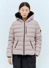 Moncler Herbe Stretch Nylon Hooded Puffer Jacket In Pink