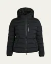 Moncler Herbe Stretch Nylon Hooded Puffer Jacket In Pink