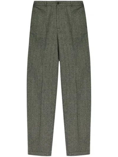 Moncler Herringbone Pattern Tailored Trousers In Gray