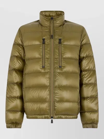 Moncler Grenoble Hers Padded Ski Jacket With Horizontal Stripe Design In Green