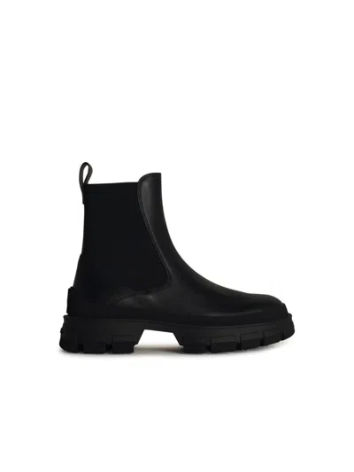 Moncler Hevea Leather Chelsea Boots In Black